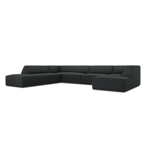 Cosmopolitan Design - Panoramische hoekbank links Siena 7-zits, ribfluwelen zwart - 273x366x69cm