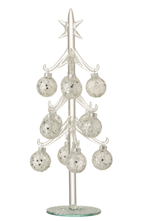 J-Line decoratie kerstboom Ballen Sterretjes - glas - zilver - medium - vtwonen shop