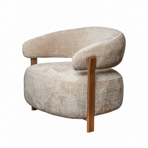 DÉJA Living Fauteuil Kalmar - Taupe/Walnoot Stof - 76x71x70cm
