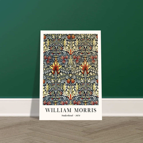 Artfulprints Poster met Lijst William Morris - Snakeshead 1876   - A4 21x29.7 cm - Blauw