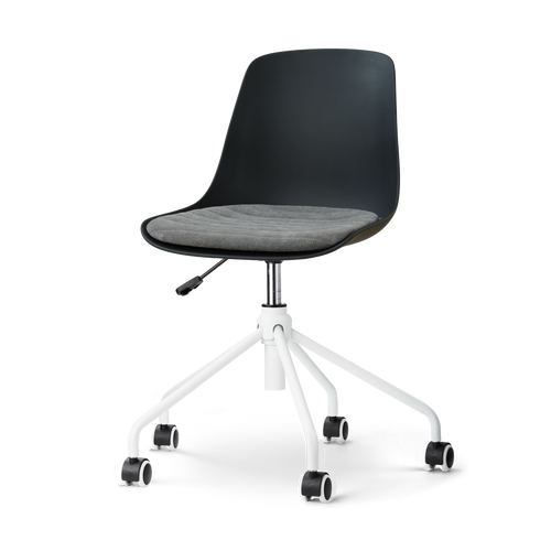 Nolon Nout-Liv eetkamerstoel zwart met zeegrijs zitkussen - wit onderstel - vtwonen shop