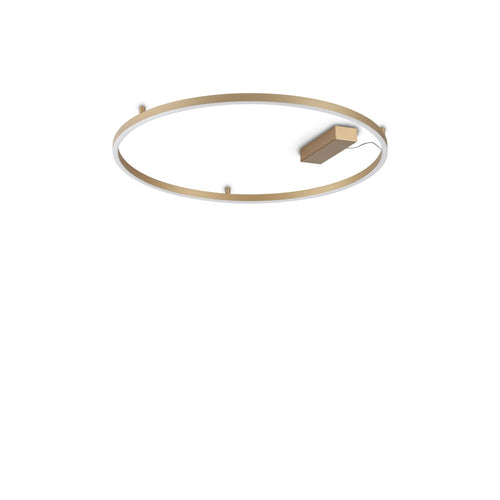 Ideal Lux ORACLE SLIM 70 cm niet-dimbare ronde geïntegreerde LED-plafondlamp 3000K halfverzonken, messing, 4350lm