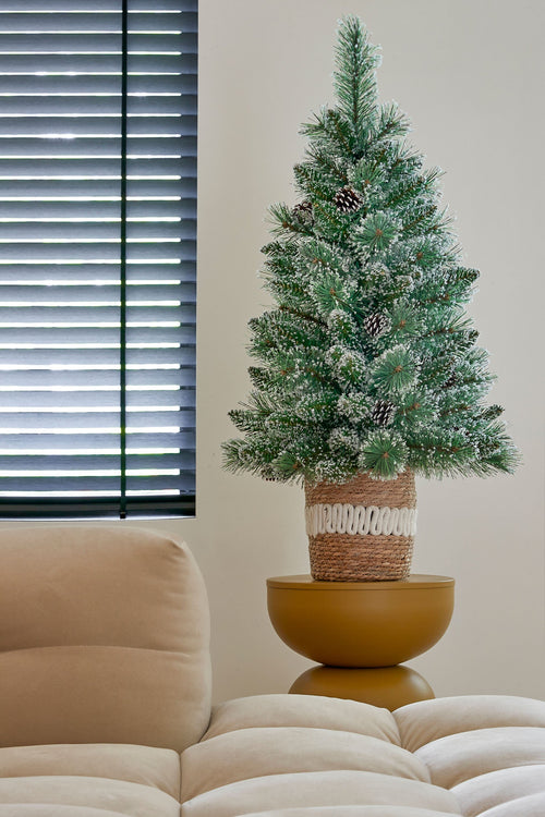 Black Box Trees Vandans Kunstkerstboom in Pot - Kunst Kerstboom H90 x Ø48 cm - met Dennenappels - Groen Frosted