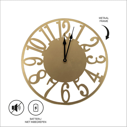 Art for the Home Klok Luxe gouden ronde Hangende Klok 40cm