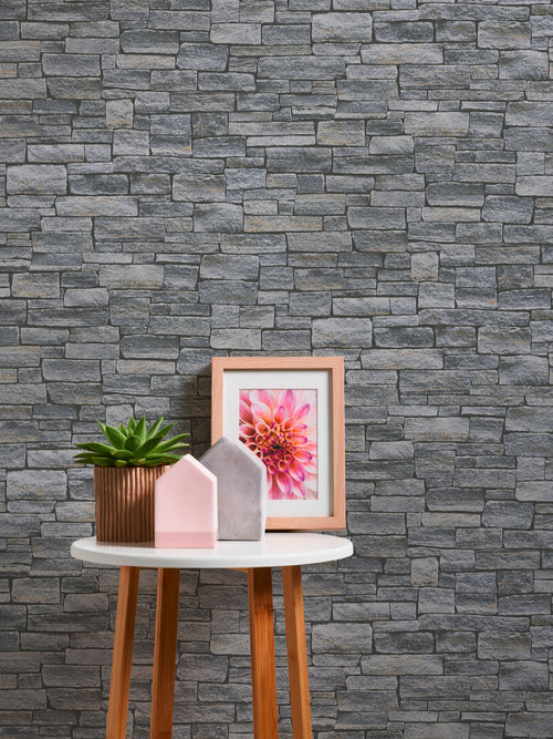 A.S. Création behang steen grijs, zwart en bruin - 53 cm x 10.05 m - AS-958711