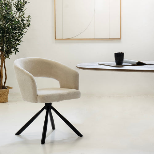 DÉJA Living Eetkamerstoel Elle - Stof/Metaal - Beige - Set van 2 - vtwonen shop