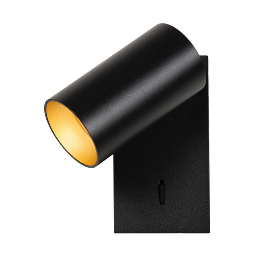 Atmooz wandlamp Era - zwart - goud binnenin - 15 x 10 x H 12 cm - GU10