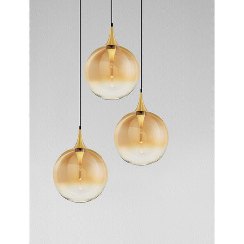 Nova Luce ORENDA Hanglamp met clusterdesign, champagnekleur, messinggoud, matzwart, Triac dimbare LED 15W 750lm 3000K