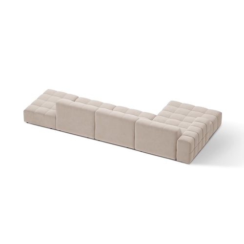 Cosmopolitan Design - Linker hoekbank Chicago 5-zits, flueel lichtbeige - 167x348x78cm