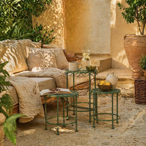 Mica Decorations Marseille Plantenrek Plantentafel Set van 3 - Plantenstandaard met Drie Hoogtes - Plantentafeltje voor Binnen en Buiten - Open