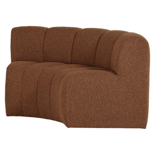 WOOOD eetbank halfronde hoek leuning Mojo - Bouclé - Roestbruin - 83x152x74