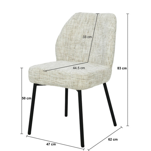 Livingfurn eetkamerstoel Tess - beige - set van 2 - 63x48x83