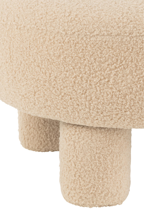 J-Line kruk Rond met Rugleuning Bouclé - textiel - beige - vtwonen shop