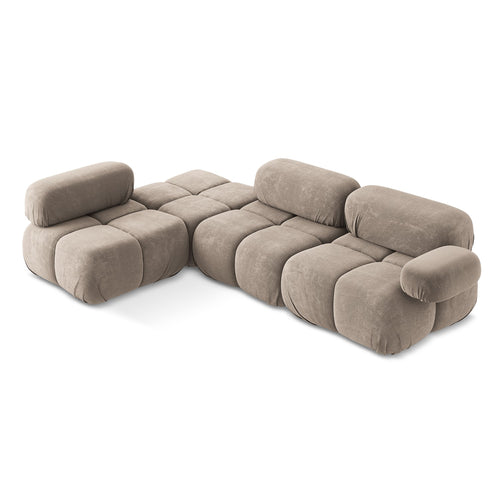 LaMiaSofa hoekbank links Sanremo - chenille stof - donkerbeige - 285x190x70
