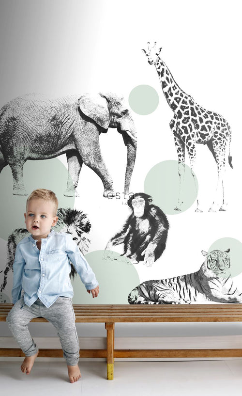 ESTAhome fotobehang dieren mintgroen - 186 x 279 cm - 158704 - vtwonen shop