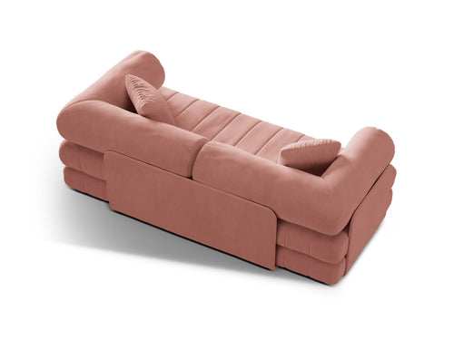 Cosmopolitan Design Converteerbare bank Kemi 3-zits, flueel roze - 95x206x70cm