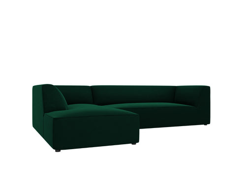 Micadoni linker hoekbank Ruby 4-zits, flueel, flessengroen - 180x273x69cm