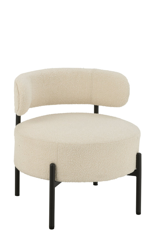 J-Line loungestoel Bouclé - multiplex/polyester - wit/zwart