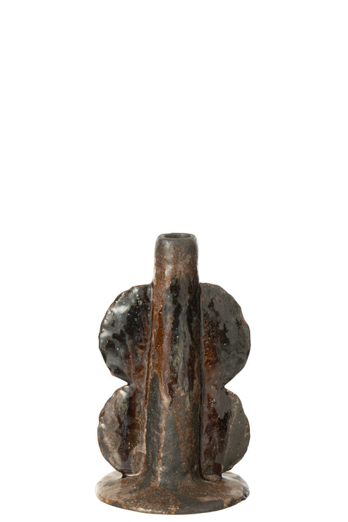 J-Line vaas Naga - keramiek - zwart/bruin - small - 20 cm hoog