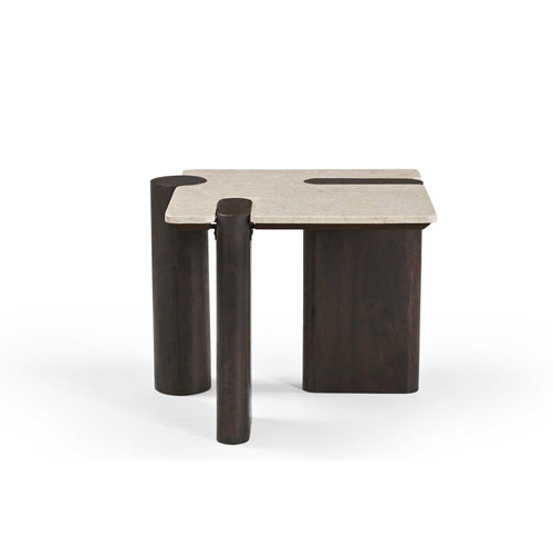 Starfurn Bijzettafel Maeve - Rechthoek Hout/Marmer - 57x50x45cm