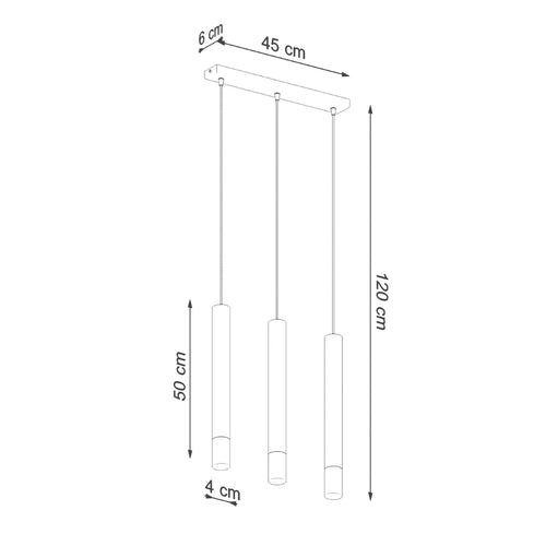Sollux Lighting Hanglamp WEZYR 3 wit - 45x6x120cm