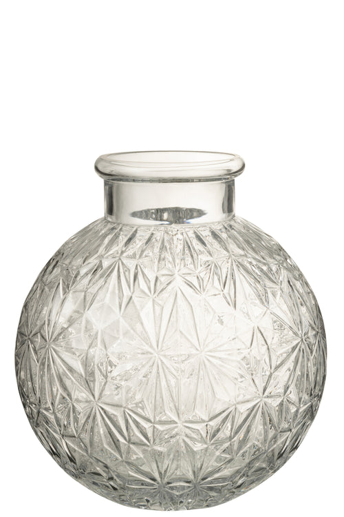 J-Line vaas Bol Geslepen - glas - transparant - large -  Ø 24 cm