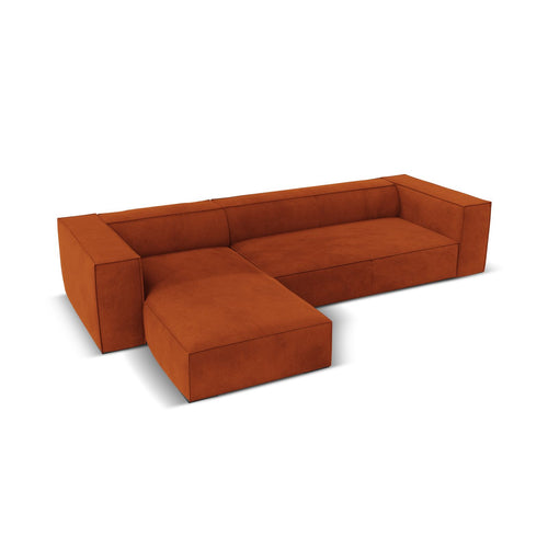 Cosmopolitan Design - Linker hoekbank Turin 5-zits, structurele stof terracotta - 173x290x68cm
