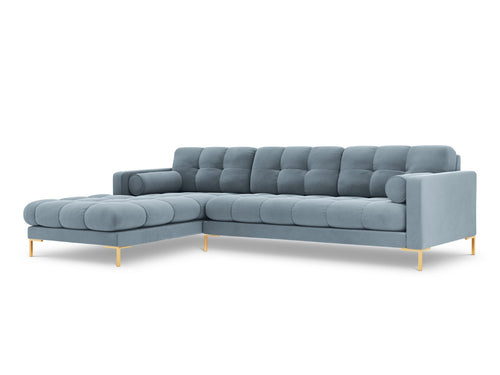 Cosmopolitan Design linker hoekbank Bali 5-zits, flueel, lichtblauw - 185x293x75cm