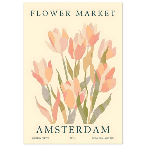 Artfulprints Poster met Lijst Flower market - Amsterdam III   - 70x100 cm - Roze