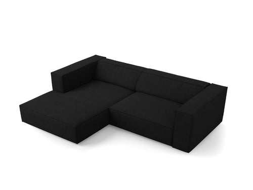 Cosmopolitan Design linker hoekbank Arendal 3-zits, chenille met ribbeleffect, zwart - 166x224x70cm