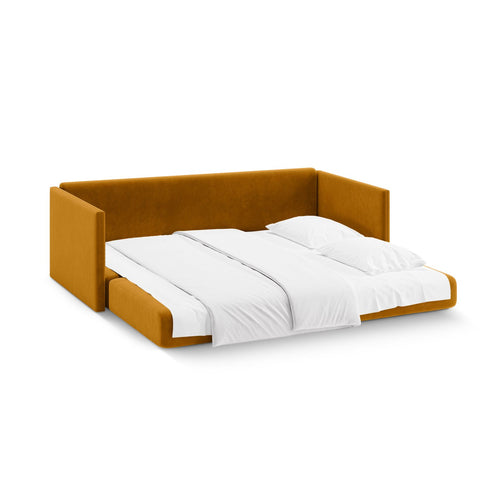Cosmopolitan Design - Converteerbare bank Shannon 3-zits, flueel geel - 94x209x87cm