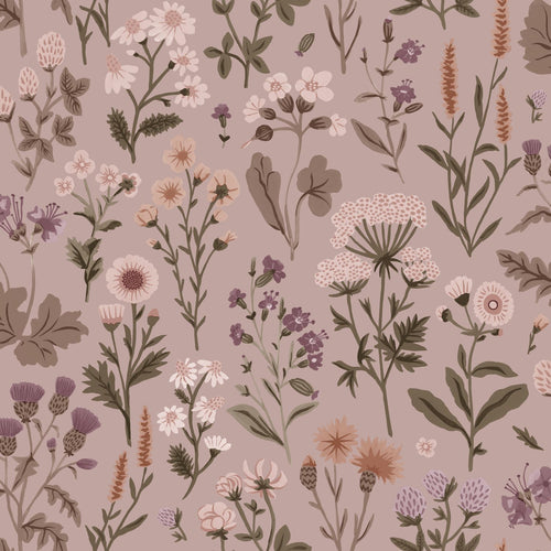 Sanders & Sanders behang veldbloemen oudroze - 50 x 900 cm - 935375