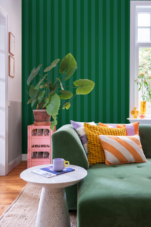 ESTAhome behang strepen donkergroen - 53 cm x 10.05 m - 139909 - vtwonen shop