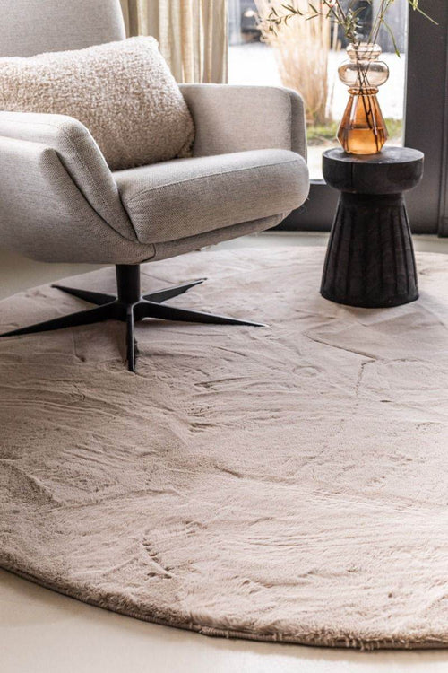 Interieur05  vloerkleed Lux -rond -zacht hoogpolig- beige / taupe - 200 x 200 cm