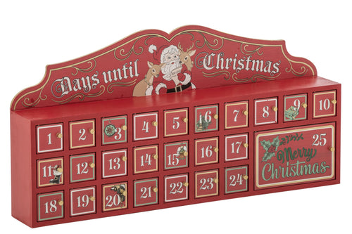 J-Line Adventskalender - hout - rood/wit