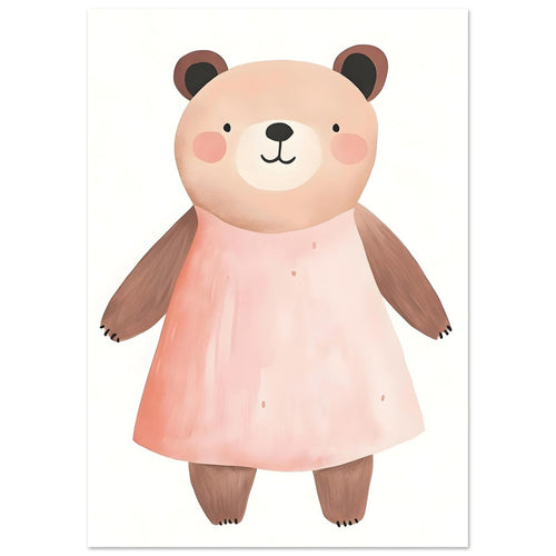 Artfulprints  Beer in roze jurk   poster A4 21x29.7 cm - vtwonen shop