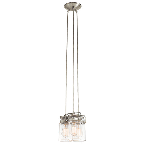 Elstead Brinley - Hanglamp 3-lichts geborsteld nikkel, E27