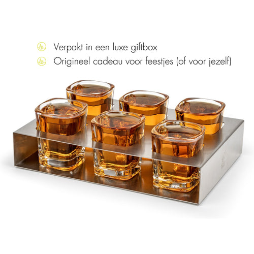 Leopold Vienna - shotglazen met tray - set van 6 shotglaasjes - vtwonen shop