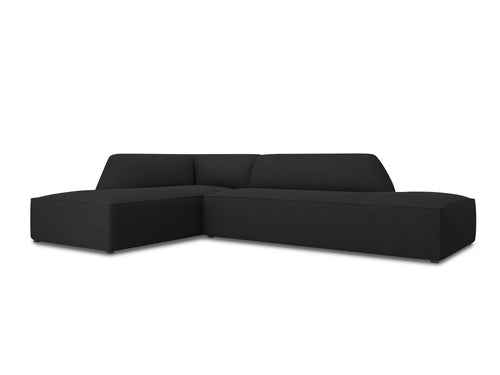 Micadoni linker hoekbank Ruby 4-zits, structurele stof, zwart - 180x273x69cm
