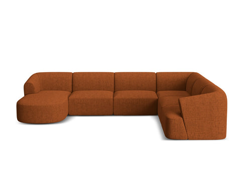 Cosmopolitan Design Modulaire panoramische hoekbank rechts Campi 7-zits, structurele stof baksteen - 255x330x70cm