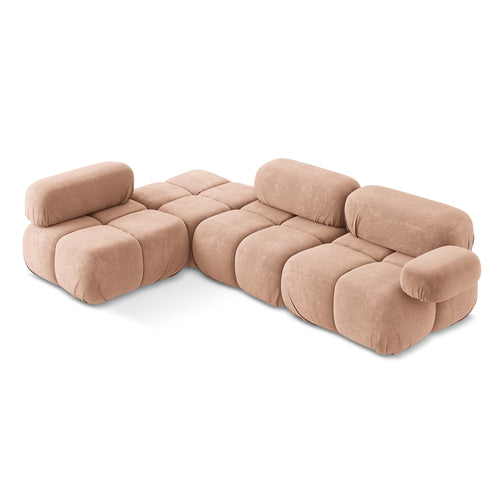 LaMiaSofa hoekbank links Sanremo - chenille stof - perzik - 285x190x70