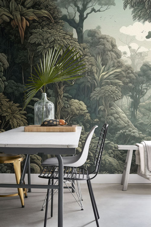 Sanders & Sanders fotobehang jungle-motief donkergroen - 300 x 279 cm - 950025