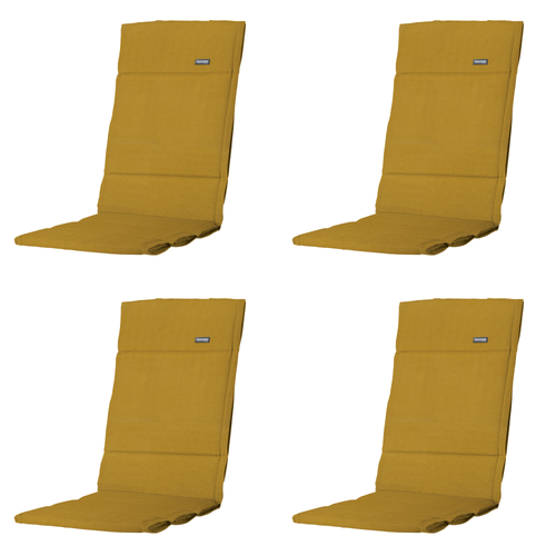 Madison tuintstoelkussen hoge rug Panama - geel - 125x50x3cm - set van 4