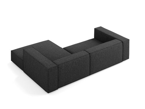 Cosmopolitan Design rechter hoekbank Arendal 3-zits, chenille, zwart - 166x224x70cm