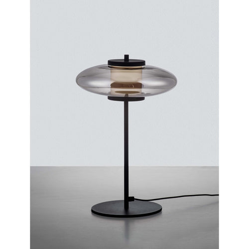 Nova Luce BALLET Geïntegreerde LED-tafellamp, zandzwart, rookgrijs, LED 8W 221lm 3000K, aan/uit-schakelaar