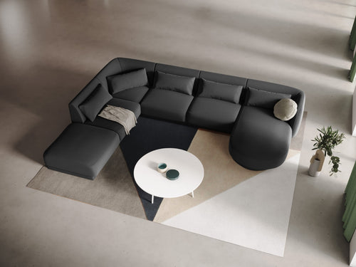 Cosmopolitan Design Panoramische hoekbank links Tulum 6-zits, flueel, grijs - 255x330x70cm