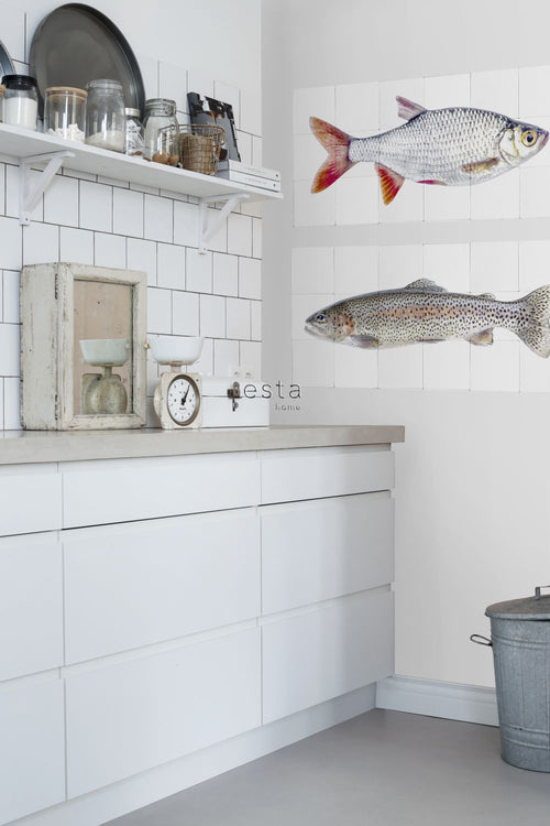 ESTAhome muursticker vis grijs en rood - 97 x 48.5 cm - 159029 - vtwonen shop