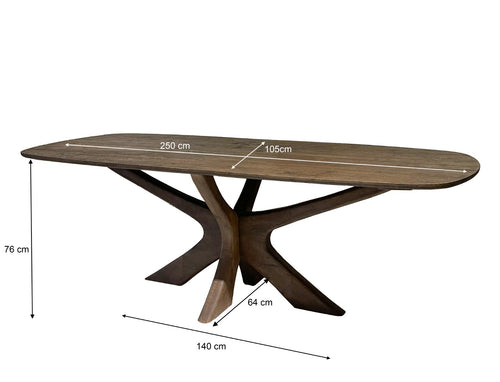 Brix eetkamertafel Montreaux - bruin - mangohout - 250cm