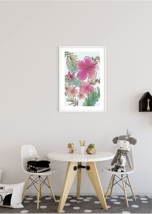 Komar poster bloemen roze en groen - 50 x 70 cm - 610091 - vtwonen shop