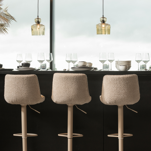 WOOOD verstelbare barstoel Marten - Polyester - Zand - 110x45x50 - vtwonen shop